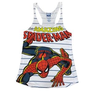 The Amazing Spiderman Tank Top Women’s XS Casual Stripes Racerback Marvel HERoes